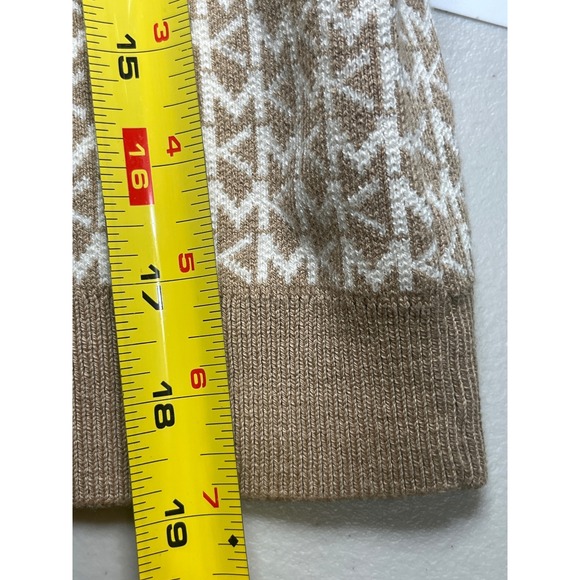 Michael Kors MK Logo Jacquard Knit Button Front Cardigan Sweater Beige Tan M - Picture 10 of 10